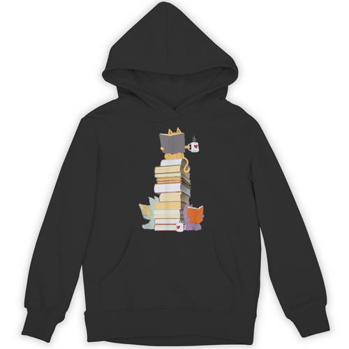 Kawaii Cats Books Coffee Unisex Hoodie - Bookorys AU