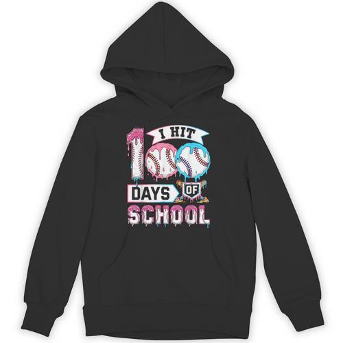 Kids 100 Days Of School Boys 100th Day Baseball Drip Toddler Unisex Hoodie - Sportilla