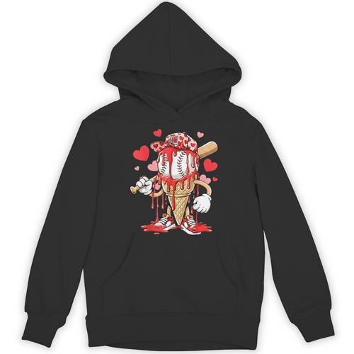 Kids Baseball Drip Ice Cream Apparel Kids Boys Valentine Unisex Hoodie - Sportilla