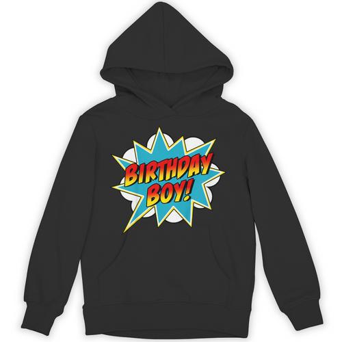 Kids Birthday Boy Superhero Boys Birthday Comic Book Unisex Hoodie - Bookorys UK
