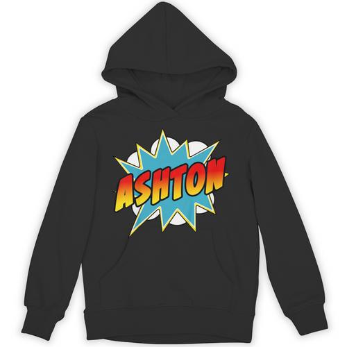 Kids Boys Ashton Name Comic Book Superhero Unisex Hoodie - Bookorys DE