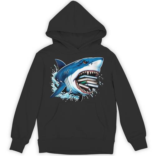 Kids Shark With School Books Back To School Shark Lovers Unisex Hoodie - Bookorys