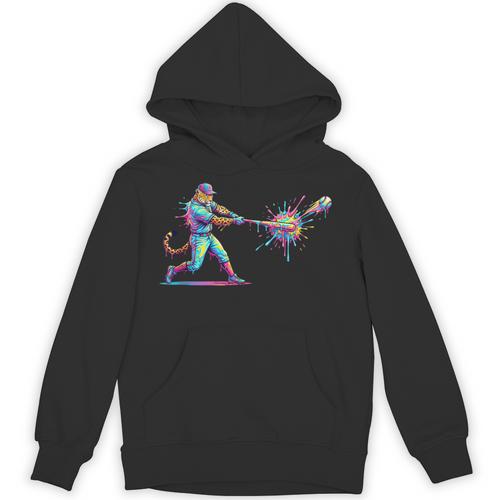 Leopard Baseball Player Ice Cream Drip For Boys Kids Unisex Hoodie - Sportilla
