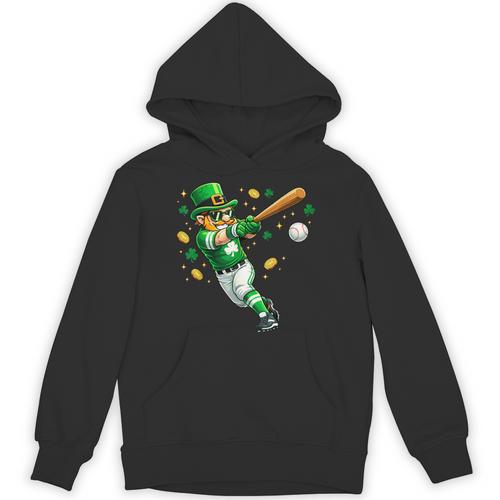 Leprechaun Play Baseball St Patrick's Day Men Kid Boys Unisex Hoodie - Sportilla