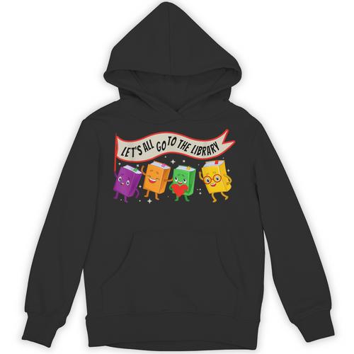 Librarian Let's All Go To The Library Cute Groovy Book Lover Unisex Hoodie - Bookorys CA