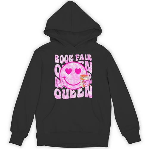 Library Book Fair Queen Vibe Groovy Tie Dye School Reading Unisex Hoodie - Bookorys