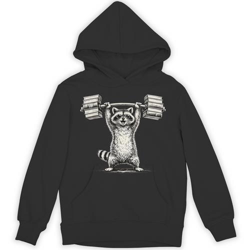 I Lift So I Can Carry More Books Raccoon Reader Workout Unisex Hoodie - Bookorys CA