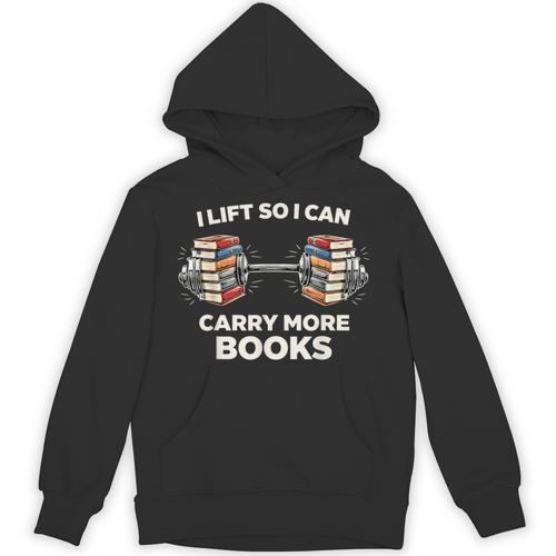 Lift So I Can Carry More Books Readers Retro Books Barbell Unisex Hoodie - Bookorys
