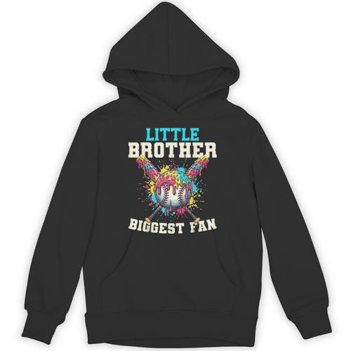Little Brother Biggest Fan Baseball Cream Drip Crossed Bats Unisex Hoodie - Sportilla