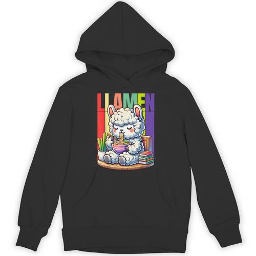 Llamen Cute Kawaii Llama Eating Ramen And Reading Books Unisex Hoodie - Bookorys CA