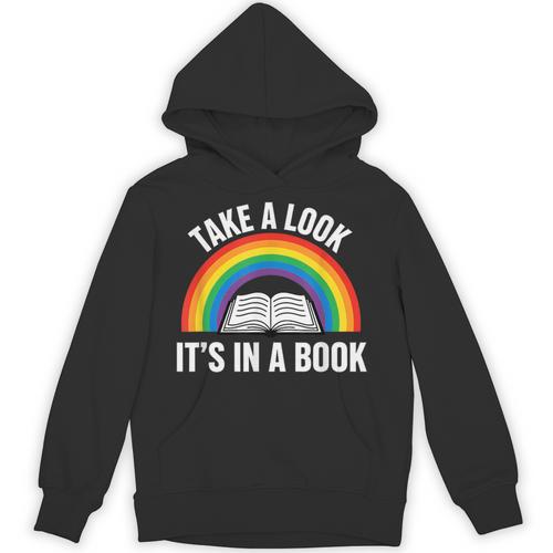 Take A Look It's In A Book Rainbow Reading Literary Unisex Hoodie - Bookorys CA