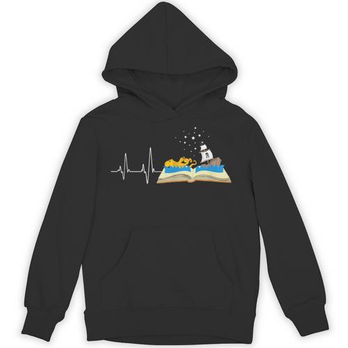 Love Books Heartbeat Reading Book Bibliophile Avid Reader Unisex Hoodie - Bookorys