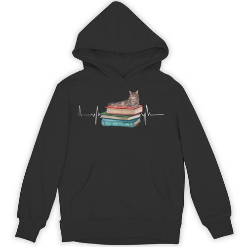 Love Cat Heartbeat Cats And Books For Cats Lovers Unisex Hoodie - Bookorys