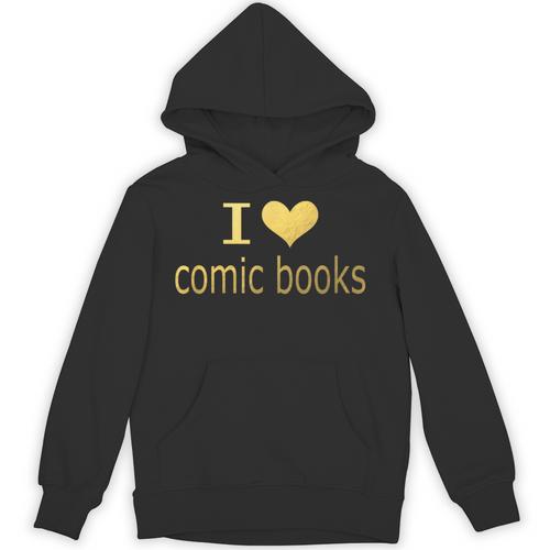 I Love Comic Books Manga Graphic Novel Heart Unisex Hoodie - Bookorys CA