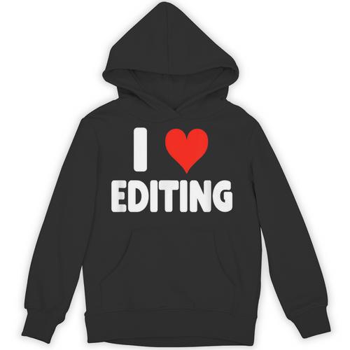 I Love Editing Heart Movie Film Newspaper Journalism Book Unisex Hoodie - Bookorys