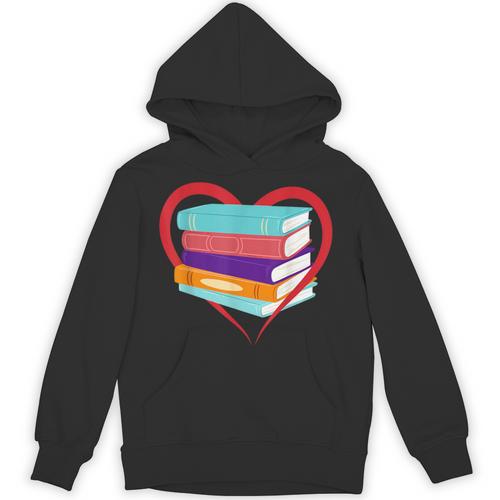 I Love Reading Book Heart Love Books Library Unisex Hoodie - Bookorys
