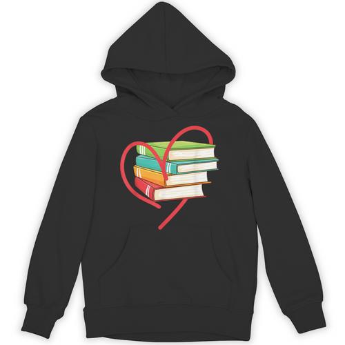I Love Reading Heart Love Books TShirt Library Bookworm Unisex Hoodie - Bookorys AU