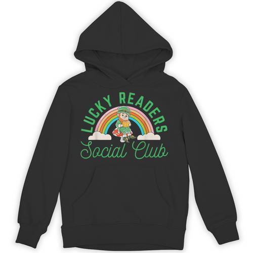 Lucky Readers Social Club Leprechaun St Patricks Book Lover Unisex Hoodie - Bookorys UK