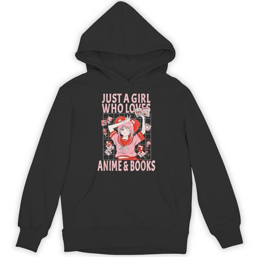 Manga Anime Stuff Just A Girl Who Loves Anime And Books Unisex Hoodie - Bookorys