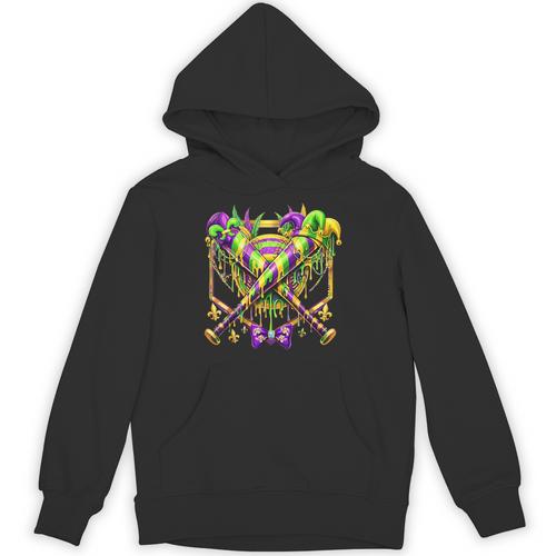 Mardi Gras Baseball Jester Hat New Orleans Men Women Kid Unisex Hoodie - Sportilla