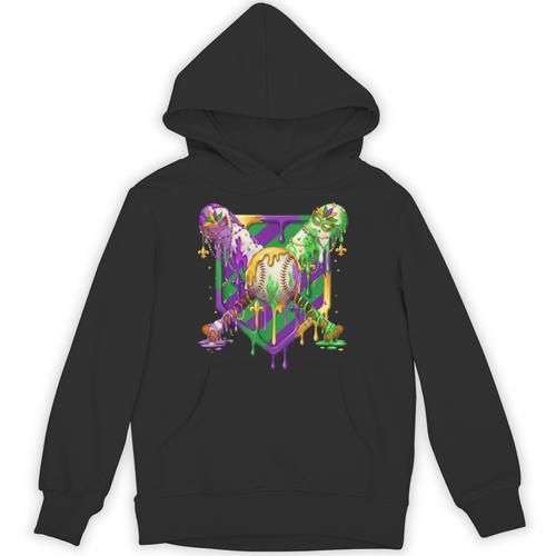 Mardi Gras Ice Cream Drip Baseball Sports For Men Women Kids Unisex Hoodie - Sportilla