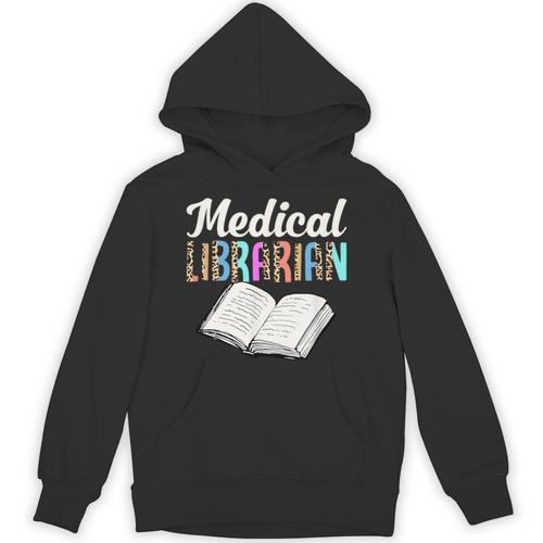 Medical Librarian Leopard Print Library Book Graphic Unisex Hoodie - Bookorys CA