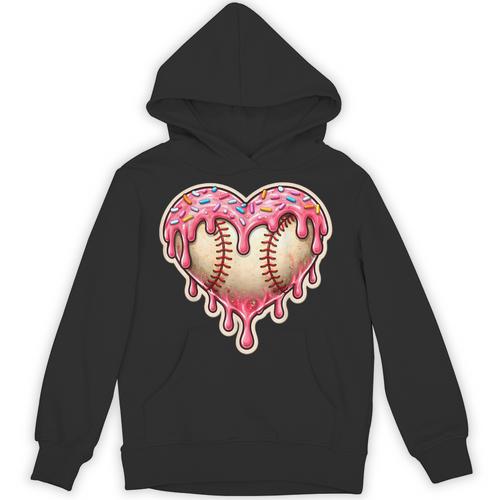 Melting Baseball Drip Heart Softball Player Lover Ice Cream Unisex Hoodie - Sportilla