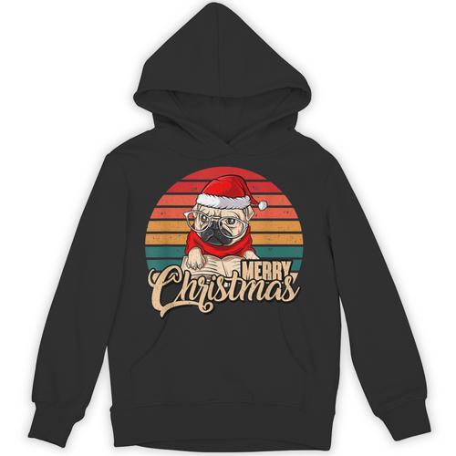 Merry Christmas Retro Vintage Pugmas Pug Reading Books Unisex Hoodie - Bookorys CA