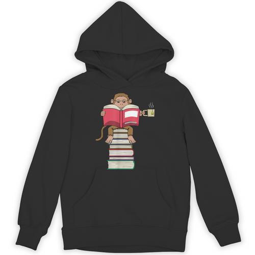 Monkey Reading Books And Drinking Tea Unisex Hoodie - Bookorys