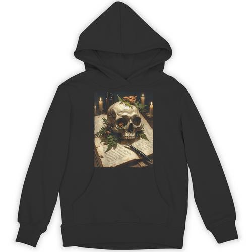Mushroom Skull On Vintage Book Dark Academia Goblincore Goth Unisex Hoodie - Bookorys