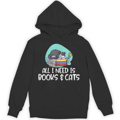 All I Need Is Books & Cats Unisex Hoodie - Bookorys AU
