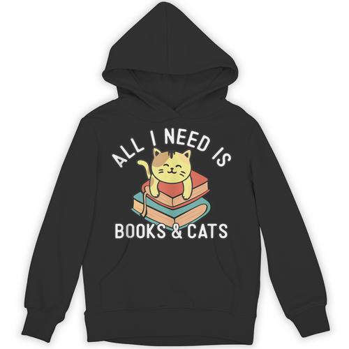 All I Need Is Books And Cats Mom Who Loves Reading Cat Lover Unisex Hoodie - Bookorys