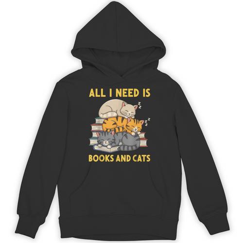 All I Need Is Books And Cats Unisex Hoodie - Bookorys AU