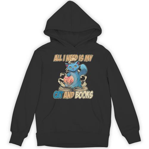 All I Need Is My Cat And Books Cute Cat Unisex Hoodie - Bookorys AU