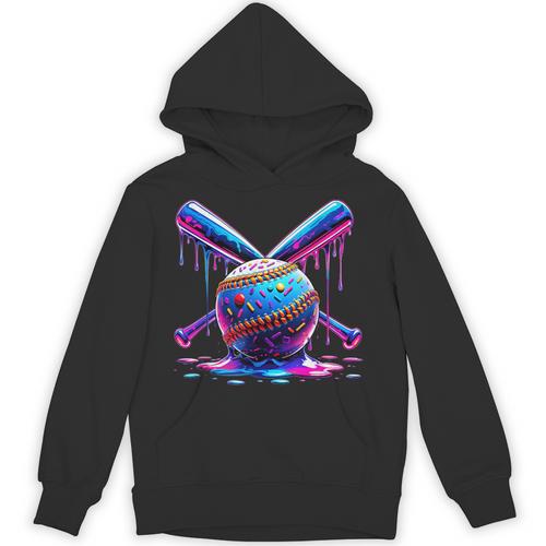 Neon Dripping Baseball And Bats Colorful Sports Art Unisex Hoodie - Sportilla