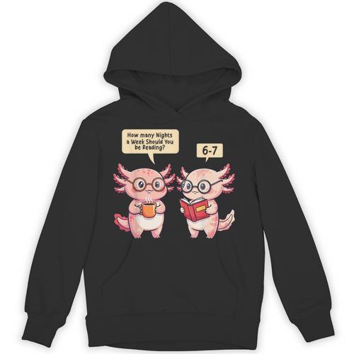 How Many Nights Reading Axolotl Book Lover Cat Reader Unisex Hoodie - Bookorys