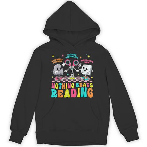 Nothing Beats Reading Cute Rock Paper Scissors Book Lover Unisex Hoodie - Bookorys DE