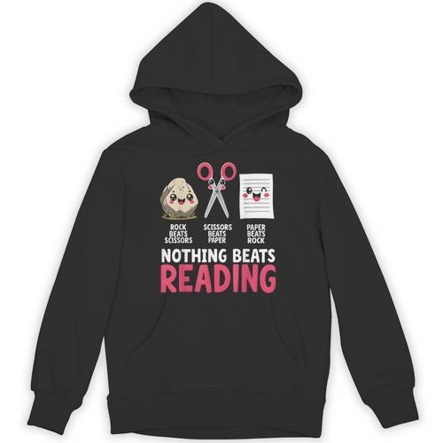 Nothing Beats Reading Rock Paper Scissors Book Lover Library Unisex Hoodie - Bookorys UK