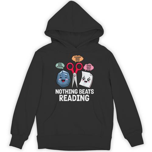 Nothing Beats Reading Rock Paper Scissors Book Lover Unisex Hoodie - Bookorys