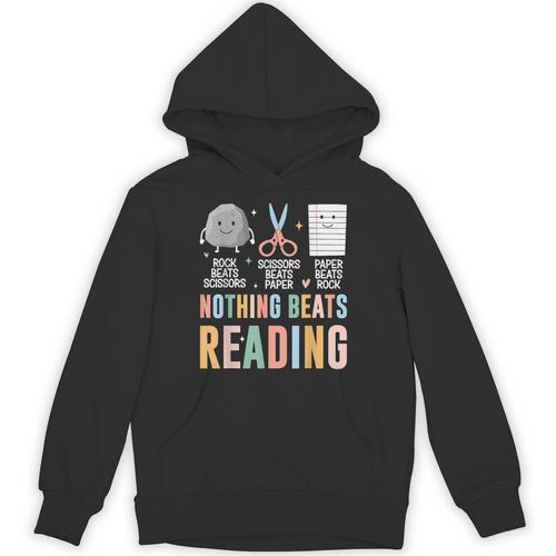 Nothing Beats Reading Rock Paper Scissors Books Lover Unisex Hoodie - Bookorys