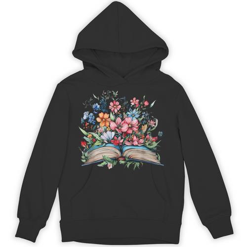 Open Book With Wildflowers Blooming Around Pages Unisex Hoodie - Bookorys DE