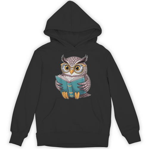 Owl Reading A Book Owls Wearing Glasses Librarian Unisex Hoodie - Bookorys UK
