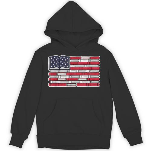 Patriotic Book Flag Reading American Flag Books Teacher Unisex Hoodie - Bookorys
