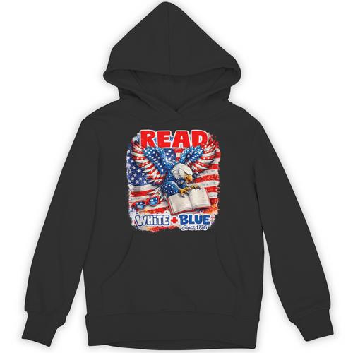Patriotic Eagle Reading Book Read Blue Since 1776 Unisex Hoodie - Bookorys CA