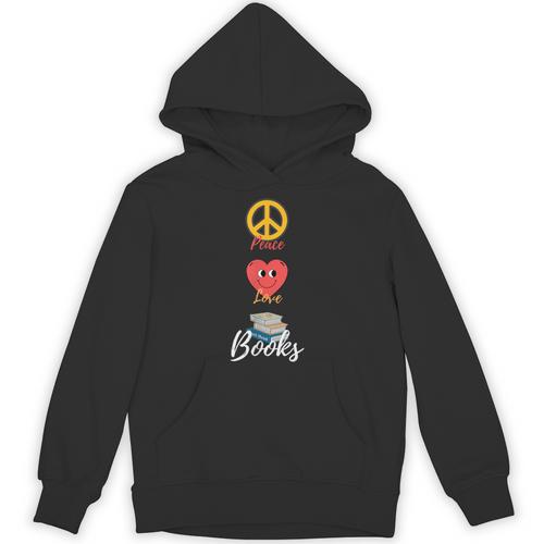 Peace Love Books Book Lovers Bookworm Unisex Hoodie - Bookorys DE