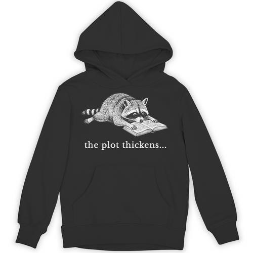 The Plot Thickens Raccoon Book Lover Unisex Hoodie - Bookorys CA