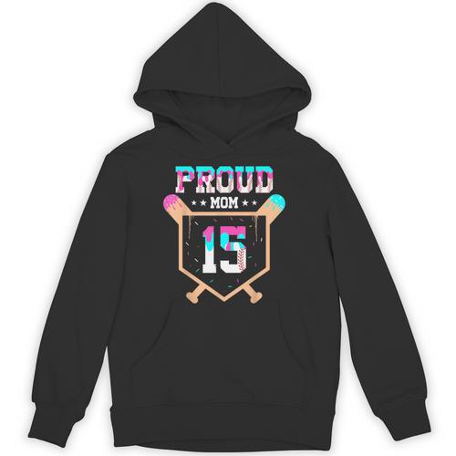 Proud Mom Baseball Player Number 15 Ice Cream Drip Unisex Hoodie - Sportilla