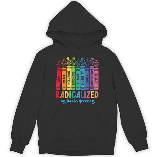 Radicalized By Basic Decency Rainbow Books LGBTQ Equality Unisex Hoodie - Bookorys