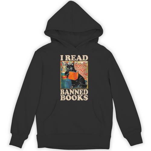 I Read Banned Books Cat Reader Bookworm Unisex Hoodie - Bookorys AU