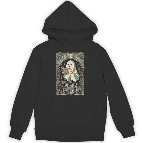 Read Books Be Kind Stay Weird Tarot Ghost Reading Coffee Unisex Hoodie - Bookorys CA